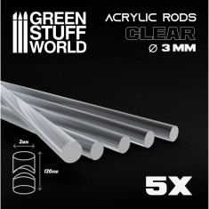 Clear Acrylic Round Rods (3 x 120mm, 5pcs)