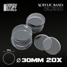 Acrylic Bases Round Clear (30mm, 20pcs)