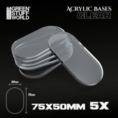 Acrylic Bases Oval Clear (75 x 50mm, 5pcs)