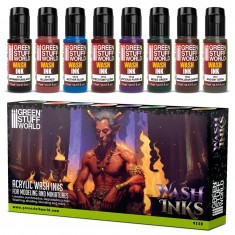 Matt Acrylic Wash Ink Set for Miniature Shading (8x17ml)