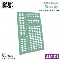Self-Adhesive Airbrush Masking Stencils - Harlequin M - 9x5mm (9.5x14.5cm)