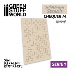 Self-Adhesive Airbrush Masking Stencils - Chequer M - 6mm (9.5x14.5cm)