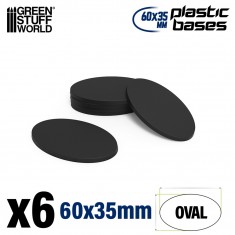 Plastic Bases - Oval Pill 60x35mm AoS for Miniature Figures (6pcs, 3mm Thick)