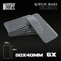 Acrylic Bases - Rectangular 80x40mm Clear for Miniature Figures (6pcs, 3mm Thick)