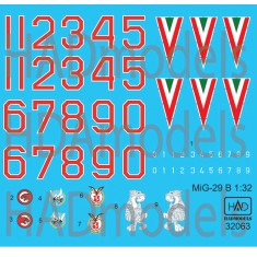 Decals for 1/32 Mikoyan MiG-29 in Hungarian Service w/Full Numbers Old Russian Painting
