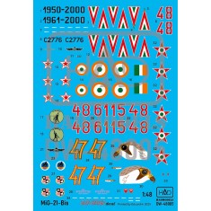 1/48 Mikoyan-Gurevich MiG-21 Bis Dry-Water Decal sheet