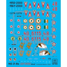 1/72 Mikoyan-Gurevich MiG-21 Bis Dry-Water Decal sheet