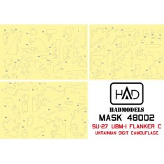 1/48 Su-27UBM-1 Flanker C Ukrainian Digital Camouflage Paint Mask for G.W.H kit