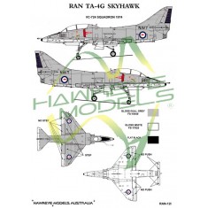 Royal Australian Navy Decal for 1/72 TA-4G Skyhawk VC-724 SQN 1974 (Blue & yellow rudder)
