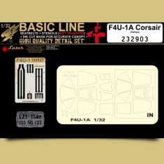 1/32 WWII US F4U-1A Corsair  Seatbelts (Laser Cut), Paint Masks & Stencils (Basic Line Plus)
