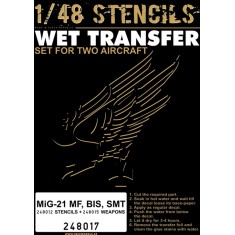 1/48 Mikoyan MiG-21MF/BIS/SMT CZ Stencils Extended for Eduard kit (Wet Transfers)