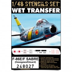 1/48 North American F-86E/F Sabre Stencils for Eduard/Hasegawa kit (Wet Transfers)