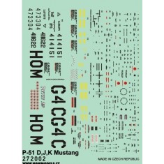 1/72 North-American P-51 D/J/K Mustang Stencils (Wet Transfers)