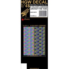 1/48 WWI Aircrafts 5 Colour Lozenge Rib Tapes (base white, straight, laser)