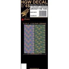 1/48 WWI Aircrafts 4 Colour Lozenge Rib Tapes (base white, straight, laser)
