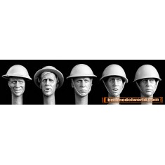 1/35 5x Heads with British Steel Helmets (3x Mk.II,2x Mk.III)