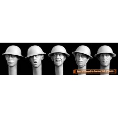 1/35 5x Heads with British WWI Steel Helmets (also used by USA)