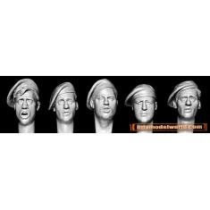 1/35 5x Heads with WWII British Style Unbadged Berets