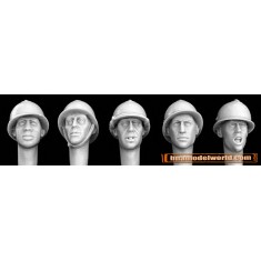 1/35 5x Heads with French WWII Type Steel Helmets