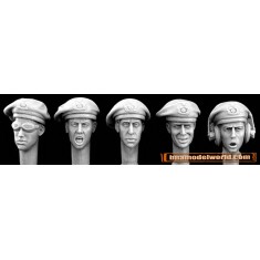 1/35 5x Heads with WWII German Panzer Beret 1935-1940