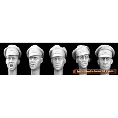 1/35 5x Heads with German SS Officers' Crushed Caps
