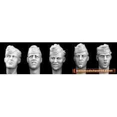 1/35 5x Different Heads with WWII German Army Side Caps