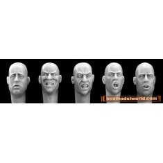 1/35 5x Different European Heads with Open mouths incl.Snarling, Shouting