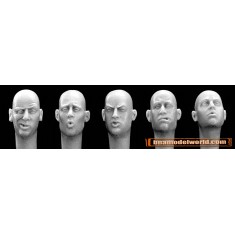 1/35 5x Heads, Smoking (make cigarettes, cigars with thin wire or sprue)