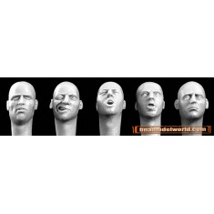 1/35 5x Varied Bald Heads with European faces