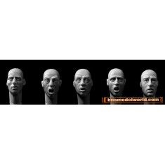 1/35 5x Heads with Anxious or Frightened Expressions