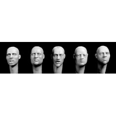 1/35 5x European Heads with Defined Irises, Stubble Haircuts