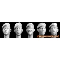 1/35 5x Heads with Unbadged Berets (US/Royal Marines Style)