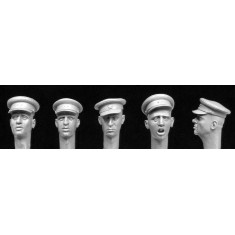 1/35 5x Heads Wearing WWII Soviet Officer's Caps