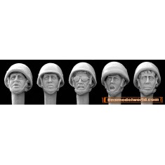 1/35 5x Heads with Israeli Infantry Helmets 1980s/1990s