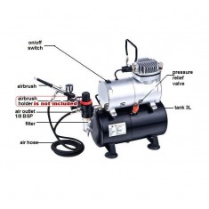 Single Cylinder Piston Compressor with Air Tank, Airbrush HS-30 and 1.8m Hose