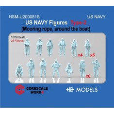1/200 US Navy Figure Type #2 - Moooring Rope, Around The Bridge (25 Figures)