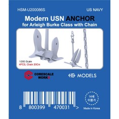 1/200 US Navy Modern Anchor (2pcs) with Chain (20cm) for Arleigh Burke Class