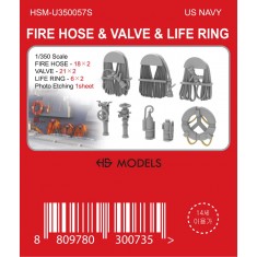 1/350 US Navy Fire Hose, Velve & Life Ring Set 