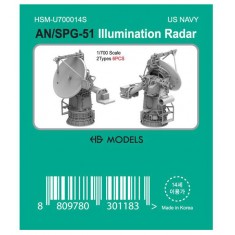 1/700 USN AN/SPG-51 Illumination Radar (2 types, 6pcs)