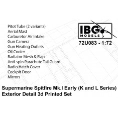 1/72 Supermarine Spitfire Mk I Early (K and L Series) Exterior Details for IBG kits