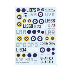 Decals for 1/72 Pre-War Hawker Hurricane Fighter Aircraft