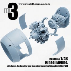 1/48 D3A2 Val Kinsei Engine w/Cowls, Carburettor, Exhaust, Engine Mount for Wingsy kit