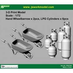 1/72 3D Print Hand Wheelbarraw (2pcs), LPG Cylinders (6pcs)