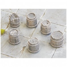 1/45 1/50 Old Wood Barrels #Dark (6pcs)