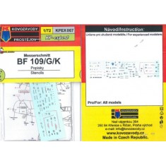 1/72 Messerschmitt Bf 109G/K Stencils Decal