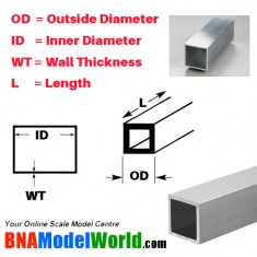 Square Aluminum Tube - OD: 5.56mm, WT: 0.355mm, L: 305mm