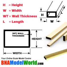 Rectangular Brass Tube - W: 6.35mm, H: 3.18mm, WT: 0.3556mm, L: 304.8mm