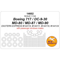 1/144 Boeing 717/DC-9-30/MD-80/MD-87 Passenger Windows & Wheels Masks for Eastern Express