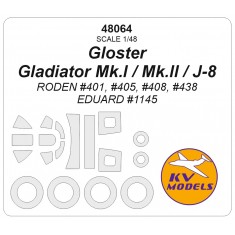 1/48 Gloster Gladiator Mk.I/Mk.II/J-8 Masks for Roden/Eduard #1145 (canopies and wheels)