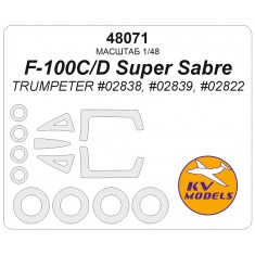 1/48 F-100C/D Super Sabre Mask Set (Wheels Mask Incl.) for Trumpeter Kits